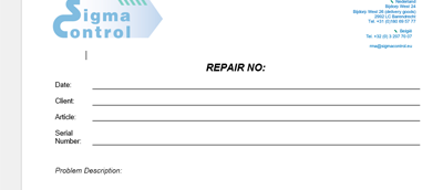 Reparatie Formulier